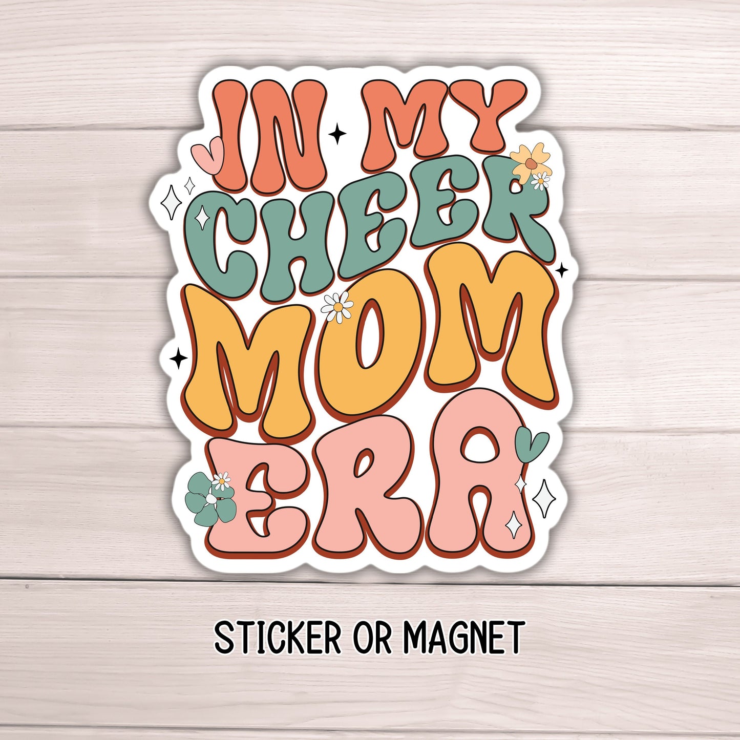 In my cheer mom era Retro Cheer mom sticker cheerleader magnet cheer life magnet water bottle sticker tumble gift for mom mom sticker heart