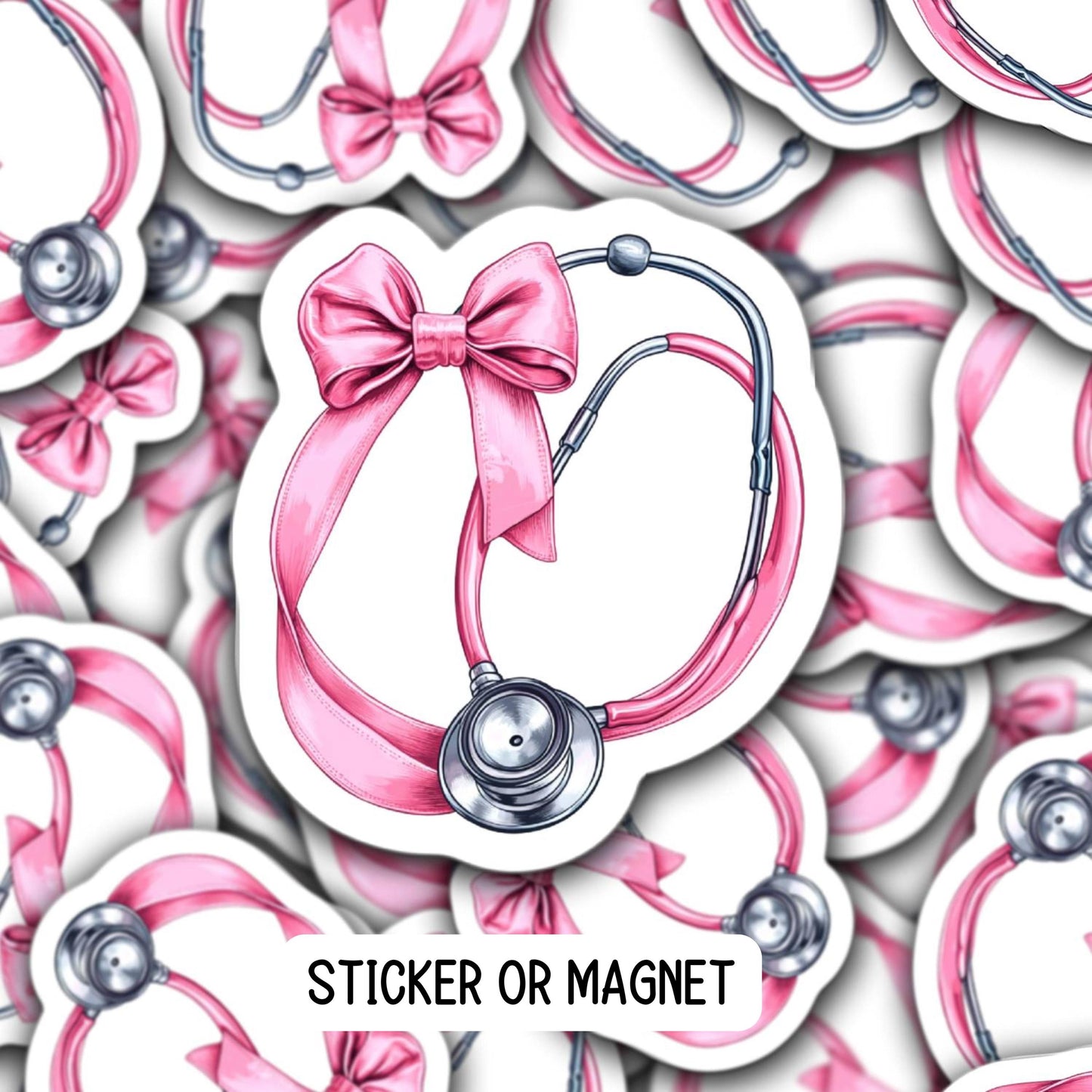 Coquette nurse sticker stethoscope pink bow Nursing student RN gift healthcare nurse magnet water bottle nurse sticker nurse sticker locker