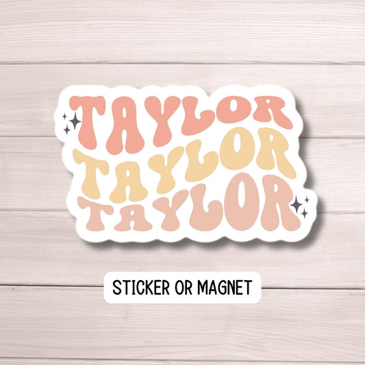 Retro wavy name sticker Personalized name stickers Custom Name Sticker Aesthetic sticker Water bottle sticker Kids name sticker Retro font