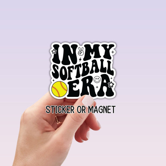 In my Softball era sticker sports Soft ball sticker water bottle notebook Magnet team gift mama sticker softball team sports girls laptop
