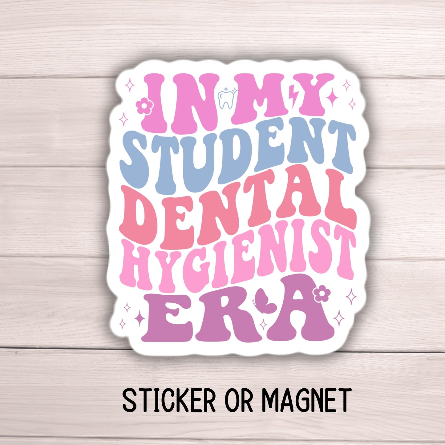 Dental student sticker dental hygienist future dental hygienist dentist era gift magnet healthcare water bottle sticker Retro wavy lap top