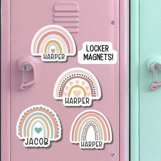 Locker name Magnet Boho Rainbow name sticker Personalized name Magnet Custom Name aesthetic stickers Tumbler cup name gift Locker Decor