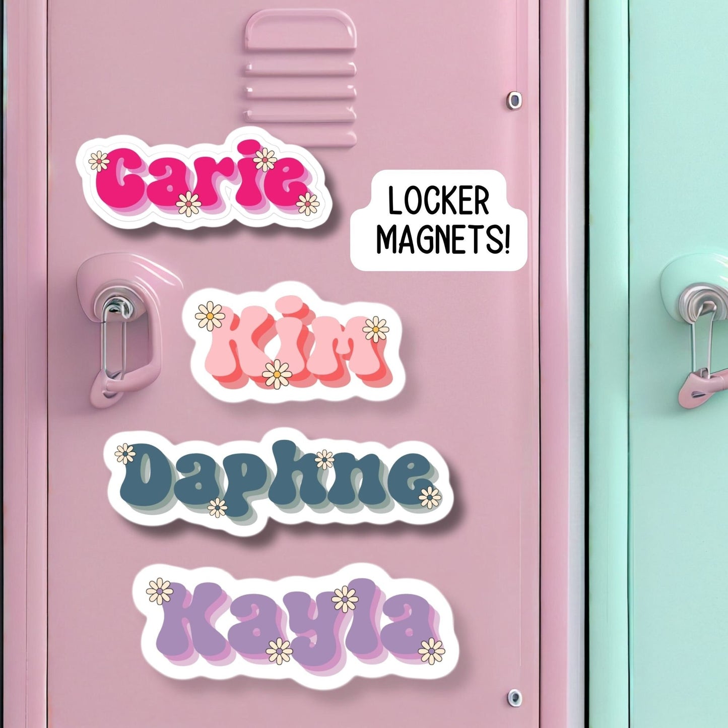 Locker name magnet Custom name Magnet personalized magnet name magnet locker magnet fridge magnet kids name magnet locker decor retro