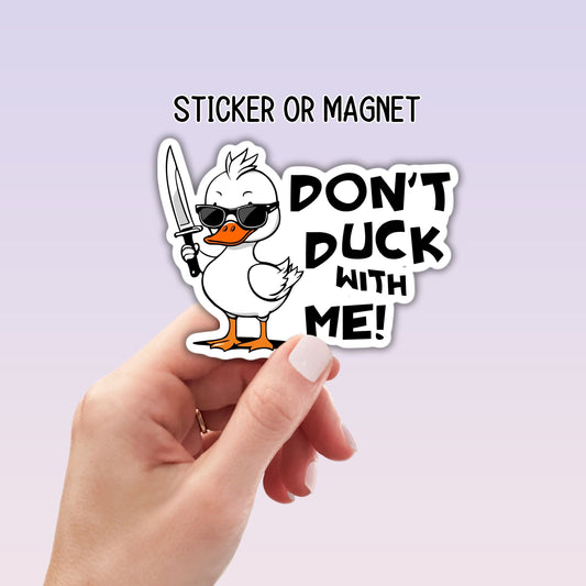 Duck with knife funny duck dont duck with me Sticker retro funny sticker Water bottle Gift For Her Cute Laptop Decal funny Gifts Under 5