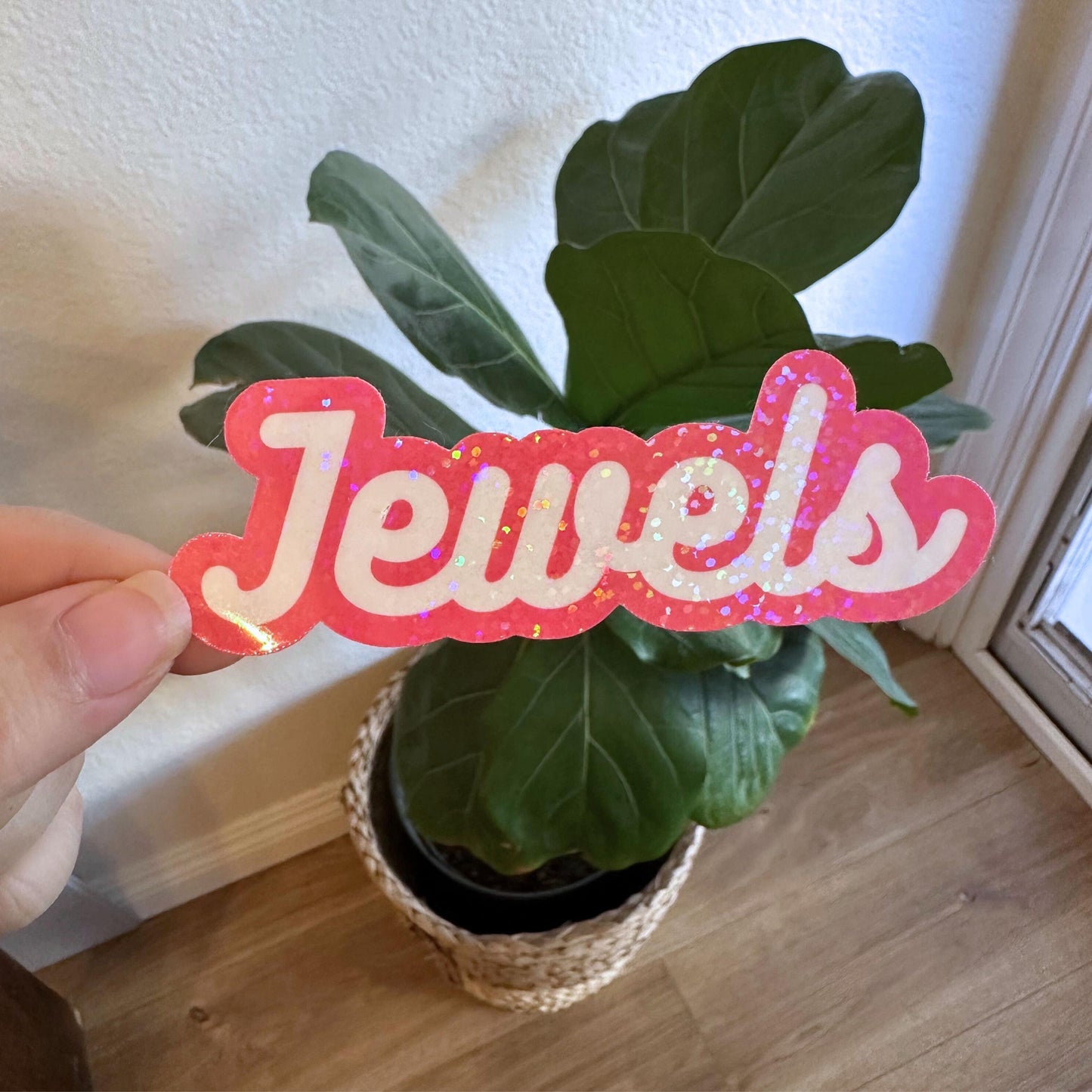 Holographic custom script name sticker