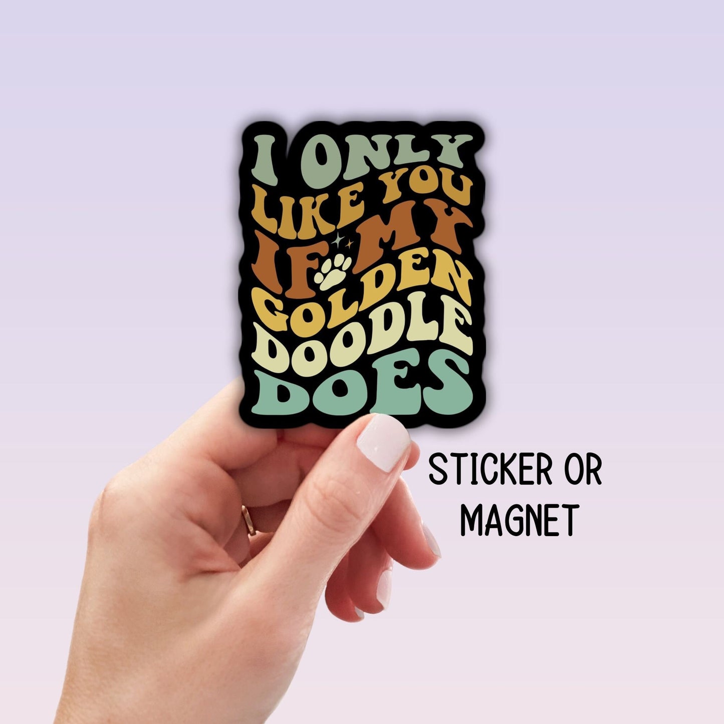 Golden Doodle sticker retro Doodle Sticker Pet sticker Goldendoodle Sticker Labradoodle Bernedoodle Doodle mom dog mom gift wavy font