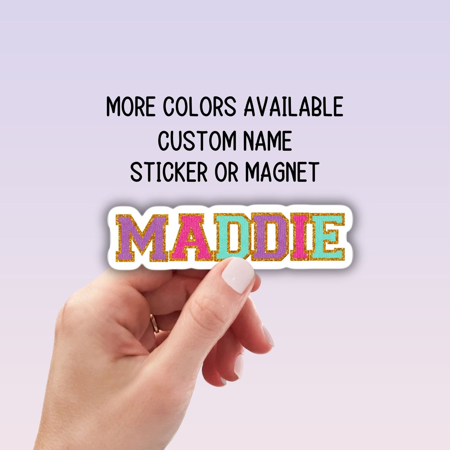 Chenille name sticker Varsity font kids name sticker personalized sticker Locker Magnet Water bottle name sticker Chenille patch Custom