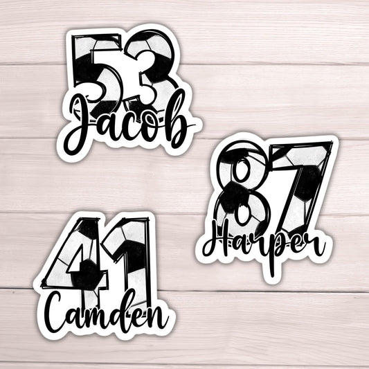 Custom name soccer sticker soccer number team gifts soccer team names personalized soccer locker magnet Soccer team sports sticker kids