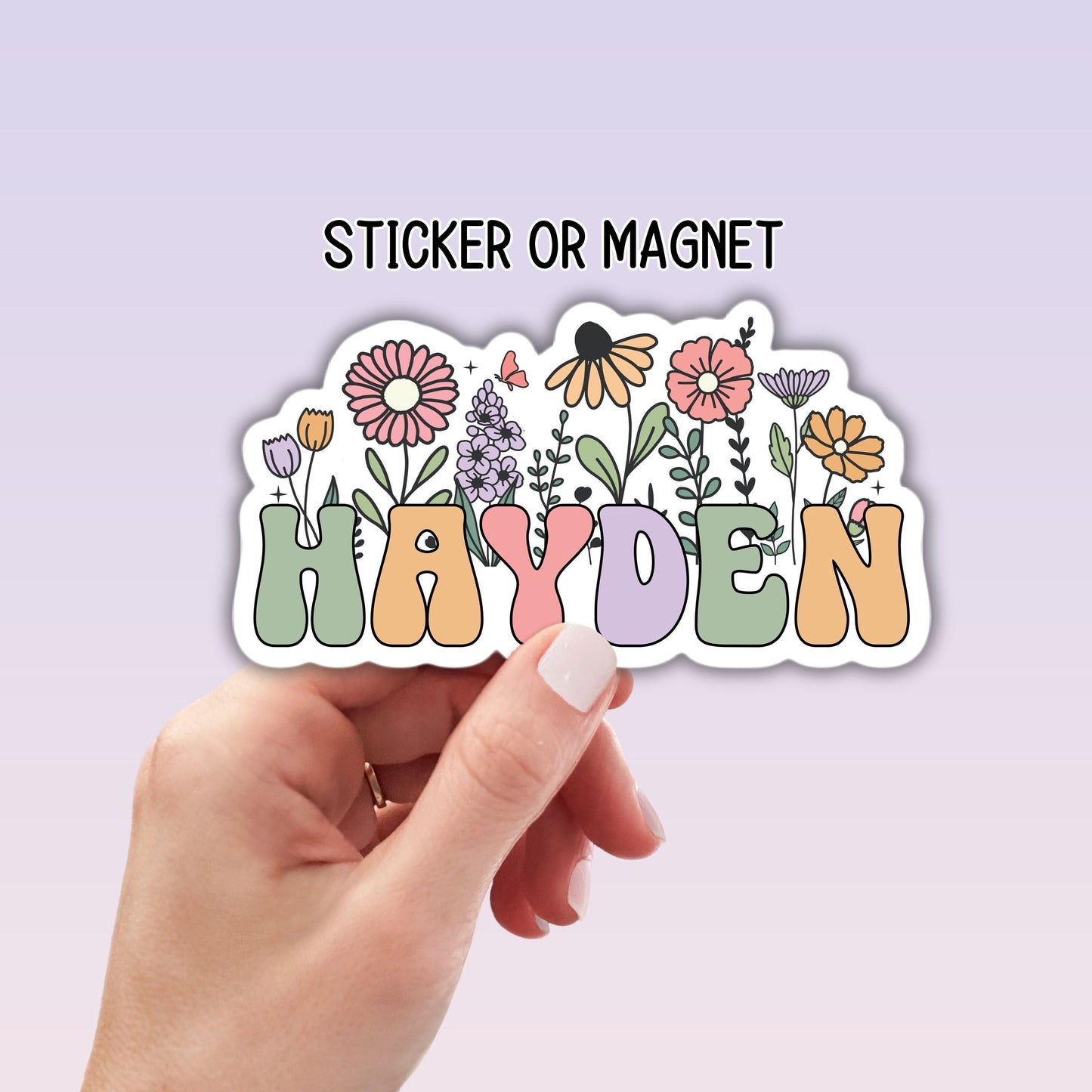 Retro floral name sticker Personalized name stickers Custom Name Stickers Aesthetic stickers gift for mom kids name stickers retro water