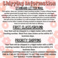 a poster with instructions for shipping information