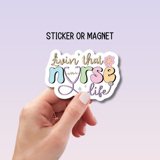 Nurse sticker Nurse vibes RN LVN CNA, nurse gift nurse magnet healthcare water bottle nurse sticker Retro nurse sticker lap top decal groovy