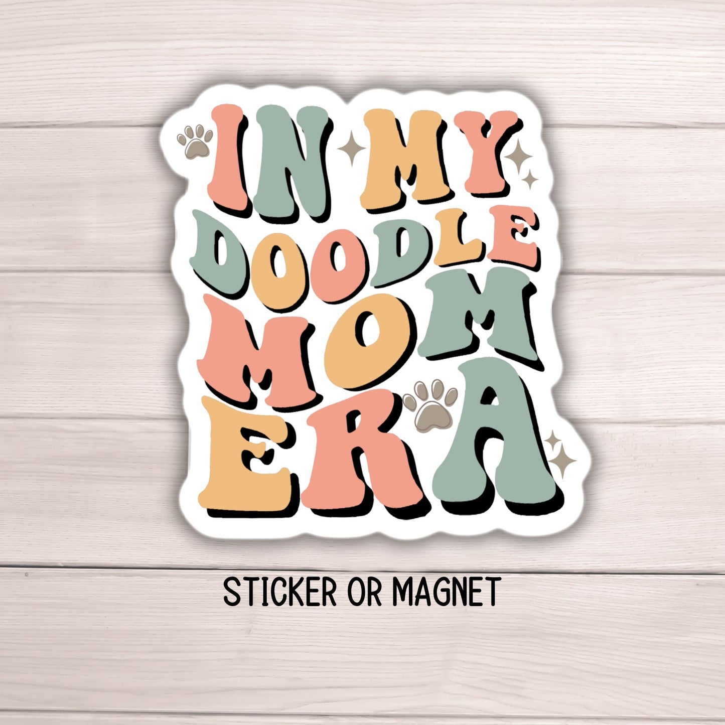 Era retro Golden Doodle Sticker Pet sticker Doodle sticker Goldendoodle Sticker Labradoodle Bernedoodle Doodle mom dog mom gift wavy font