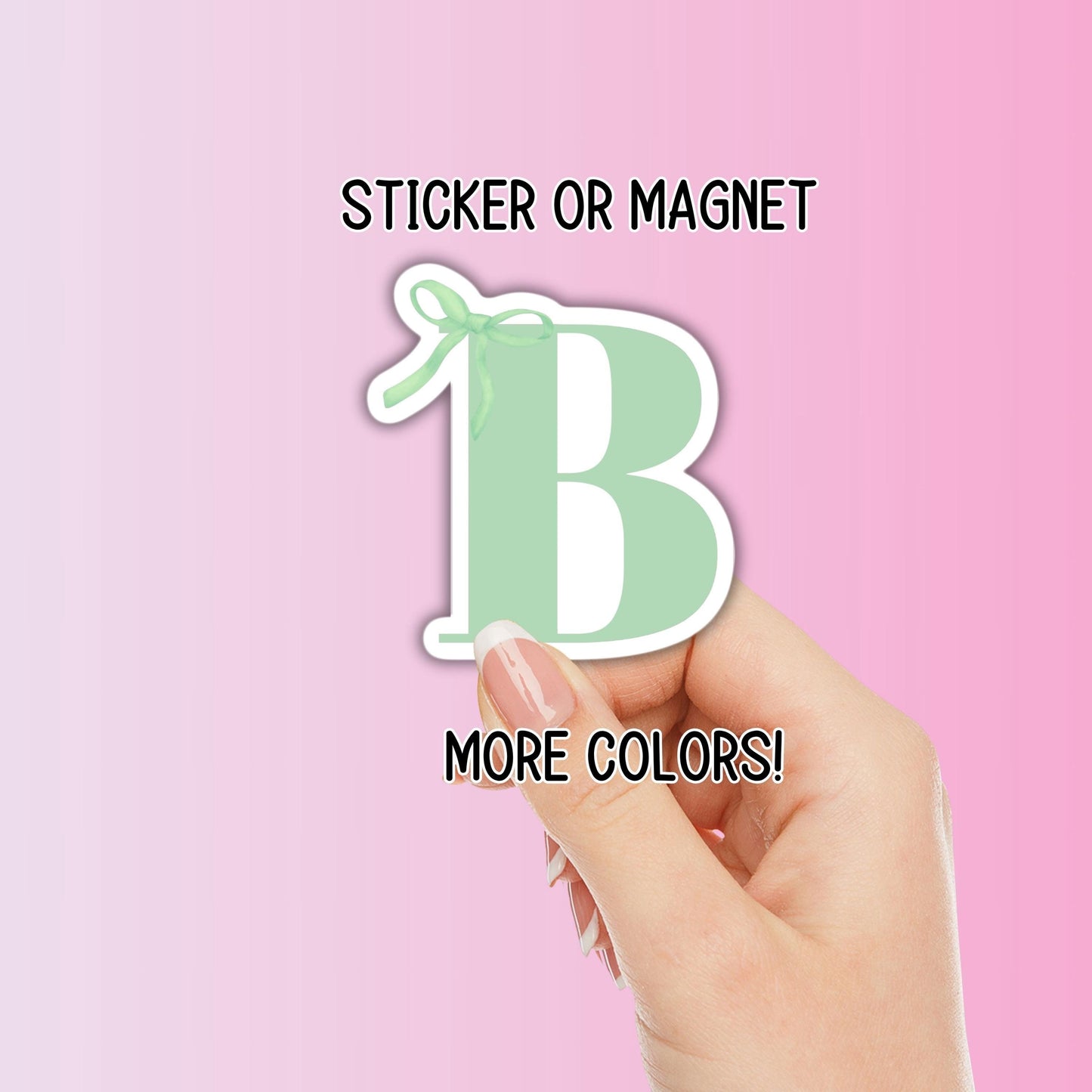 Coquette Bow sticker Initial monogram Pink Ribbon Bow Personalized name sticker Custom Name locker magnet best friend gift kids name