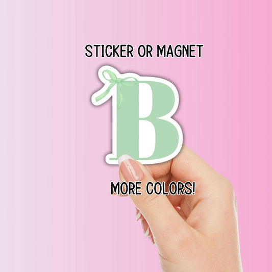 Coquette Bow sticker Initial monogram Pink Ribbon Bow Personalized name sticker Custom Name locker magnet best friend gift kids name