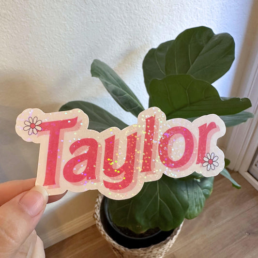 Holographic name sticker, sparkly girly name, Script Custom name, kids name sticker, personalized sticker, girly girl sticker, notebook name