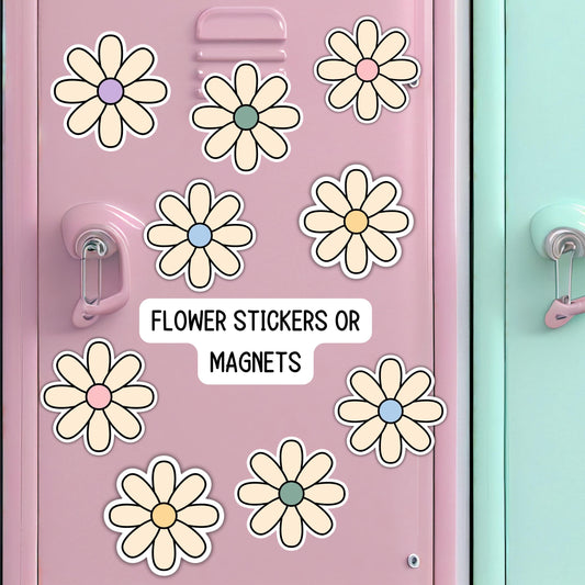 Retro flowers locker flower magnet retro flower stickers boho flowers school locker cute magnet decoration for locker notebook decor