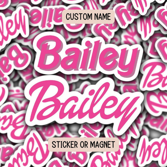 Tumbler cup name sticker Retro font name sticker Kids Name sticker Personalized name Water bottle sticker Pink name Kids name sticker Magnet