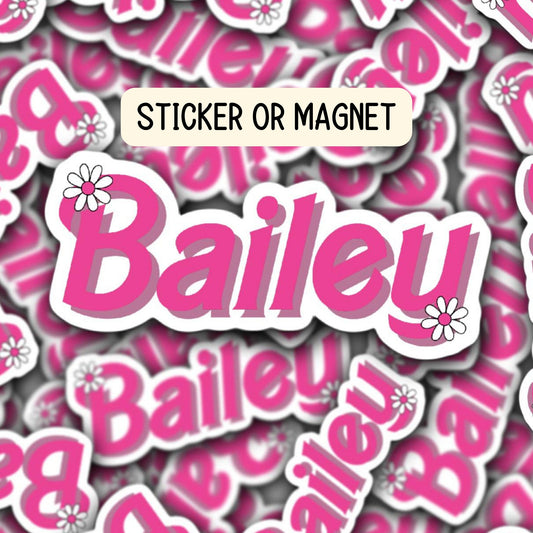 Custom name sticker, personalized name sticker, Retro font name sticker ,Kids Name sticker, Water bottle sticker, kids Party favor, daisy