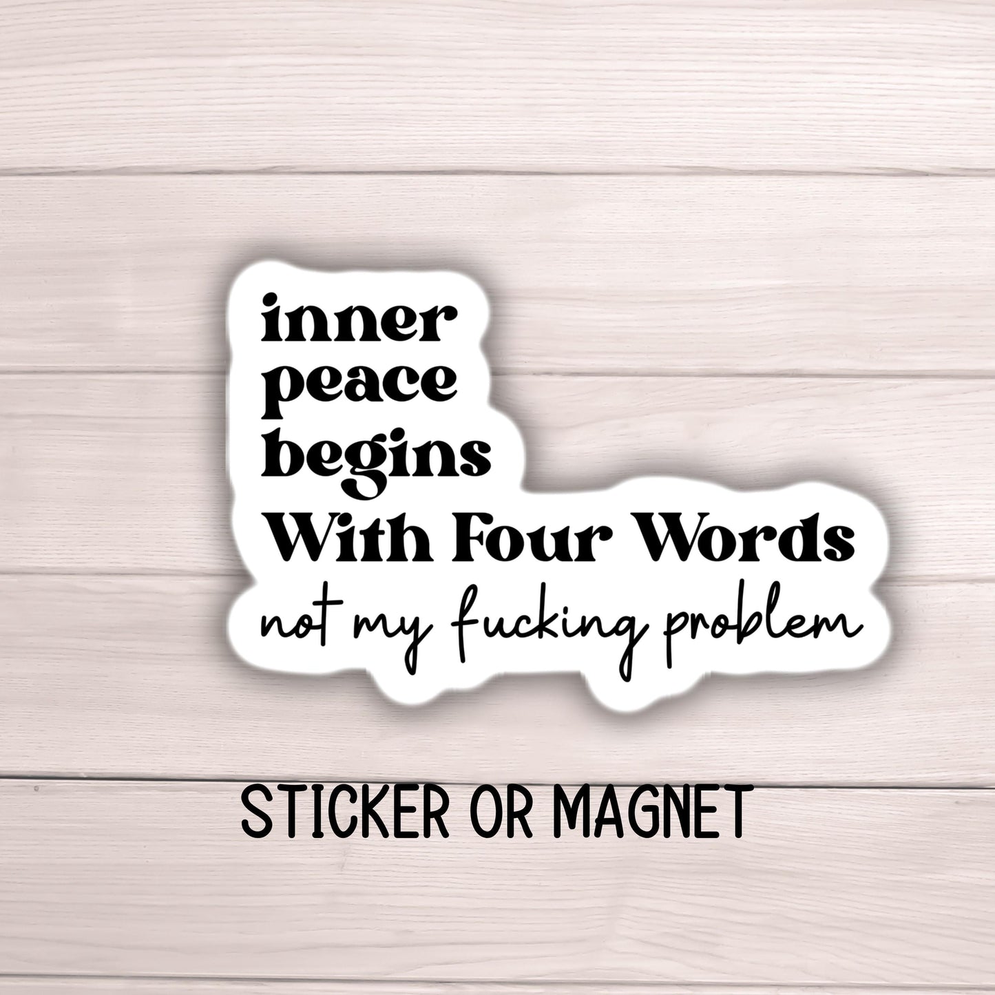 Funny inner peace sticker adult inappropriate quote Funny water bottle notebook Magnet punny sarcastic introvert hilarious accessories vinyl decal adult words