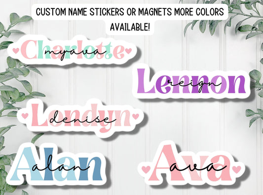 Kids name sticker, Custom name sticker, personalized sticker, name magnet, locker magnet, water bottle sticker, best friend gift, aesthetic
