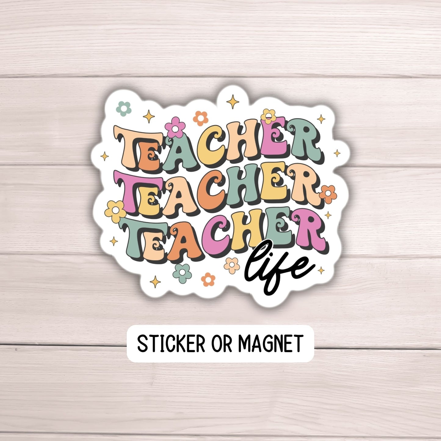 RetroTeacher sticker magnet teacher appreciation Teacher gift retro gift cute teacher magnet lap top pre school notebook back to school