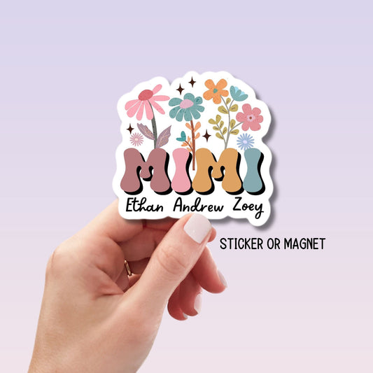 Gift for Mimi sticker Personalized Grandma Custom Name Stickers Nana gift Mother's day gift Grandkids names gift Gigi Mimi Nona meemaw