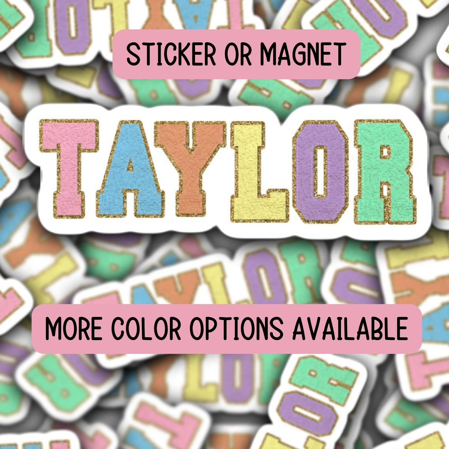 Chenille letters, Varsity name sticker, Personalized name stickers, Custom Name Stickers, Preppy name, kids name stickers, Water bottle name