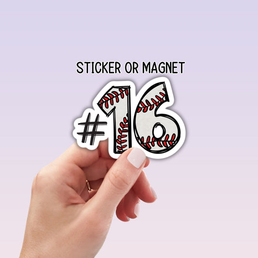 Baseball Number sticker baseballl team gifts softball team custom number personalized baseball locker magnet Baseball helmet sticker gift