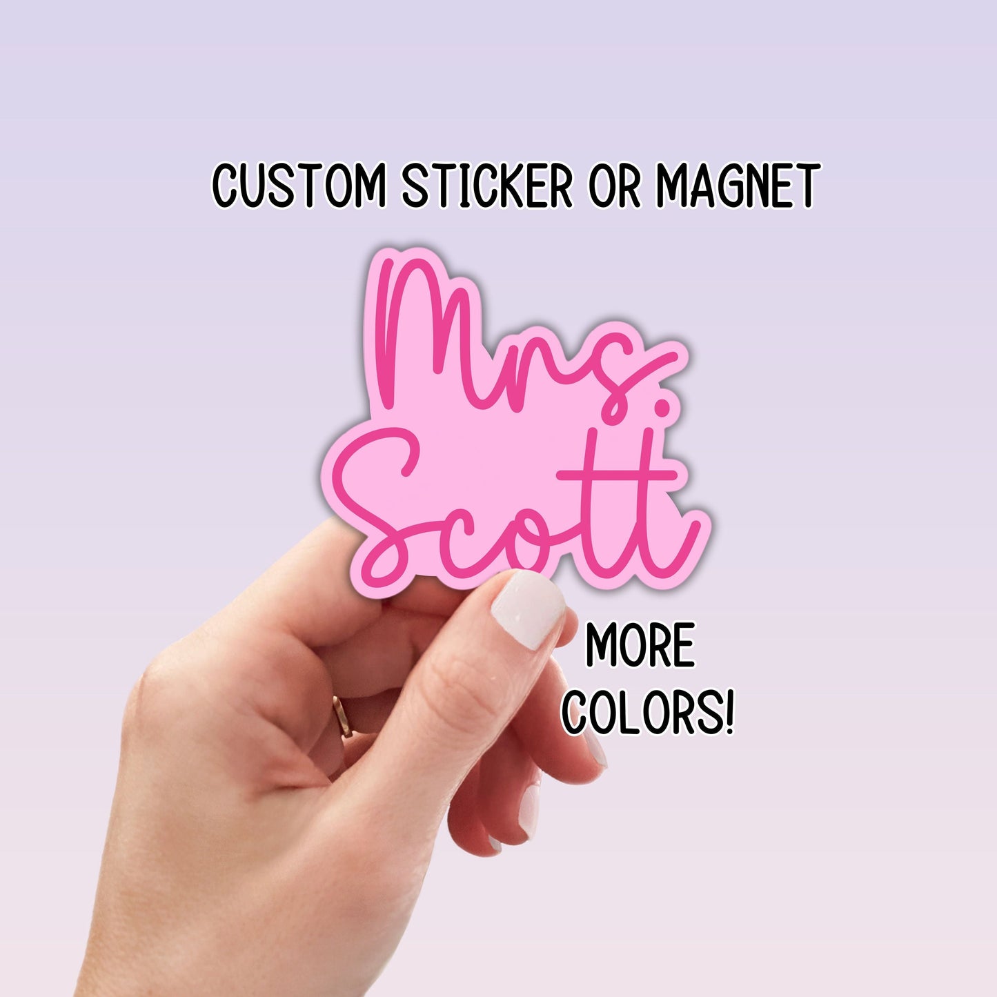 Custom teacher sticker gift teacher name sticker Personalized teacher sticker Last name sticker Mrs Miss Ms Magnet Retro font Magnet lap top