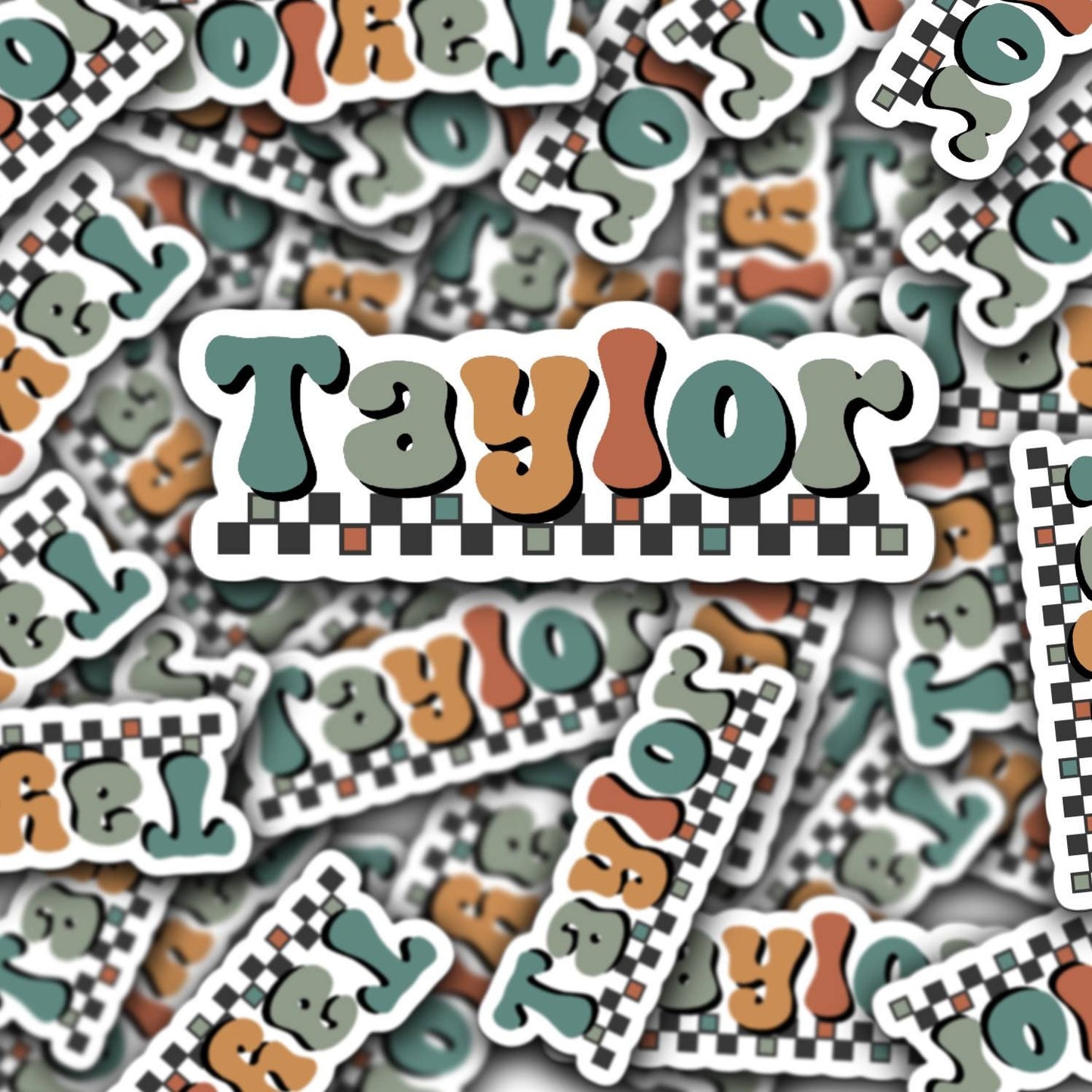 Kids name sticker Groovy name sticker Retro font name sticker Neutral Name sticker Personalized name Water bottle sticker Disco School