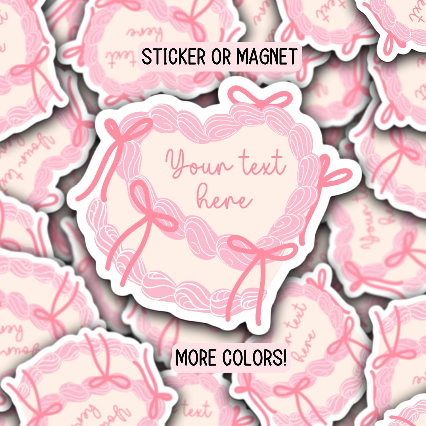 Coquette custom text sticker magnet pink bow girlie personalized locker decor preppy coquette cake cute name accessories Coquette Ribbon Bow