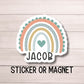 Kids name sticker Boho Rainbow name sticker Personalized name stickers Custom Name aesthetic stickers Tumbler cup name gift Yellow rainbow