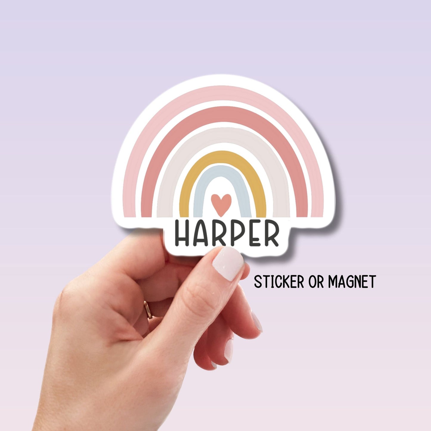 Kids name sticker Boho Rainbow name sticker Personalized name stickers Custom Name aesthetic stickers Tumbler cup name gift Pink rainbow