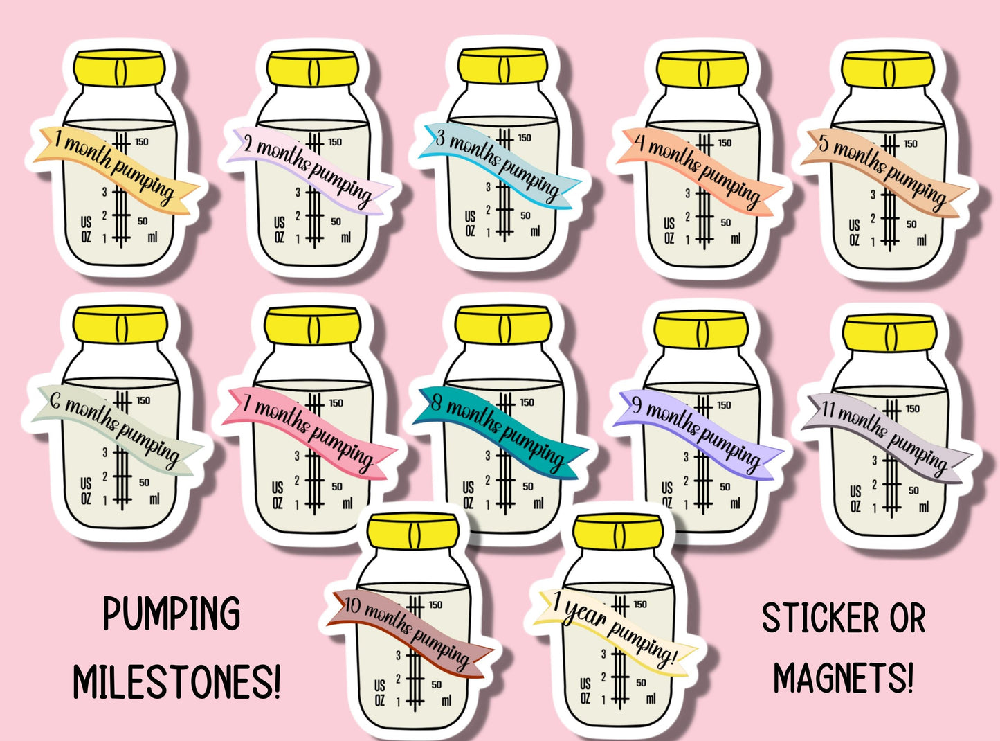 Pumping milestones Sticker Breastfeeding milestone Nursing mama Lactation Water bottle gift Pumping mom Exclusive pumper Liquid gold Magnet