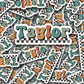 Kids name sticker Groovy name sticker Retro font name sticker Neutral Name sticker Personalized name Water bottle sticker Disco School