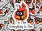 Funny sticker cat in fire cat sticker introvert water bottle sticker gift under 5 magnet pet sticker mental health hilarious sticker