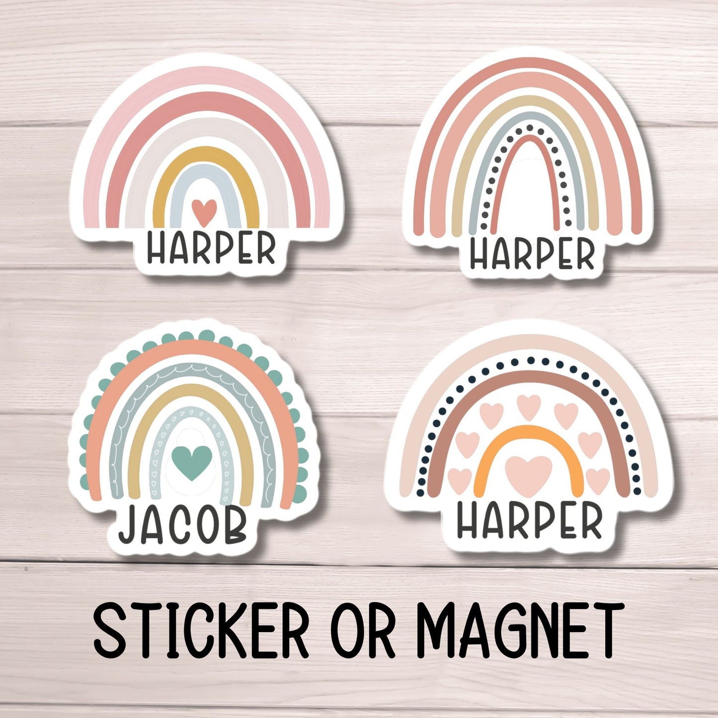 Locker name Magnet Boho Rainbow name sticker Personalized name Magnet Custom Name aesthetic stickers Tumbler cup name gift Locker Decor