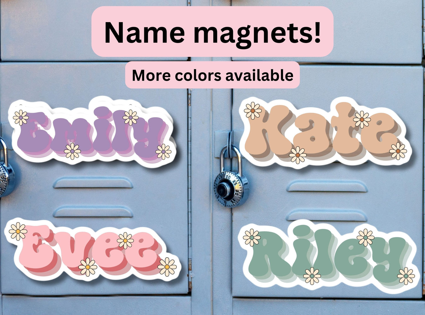 Locker name magnet Custom name Magnet personalized magnet name magnet locker magnet fridge magnet kids name magnet locker decor retro