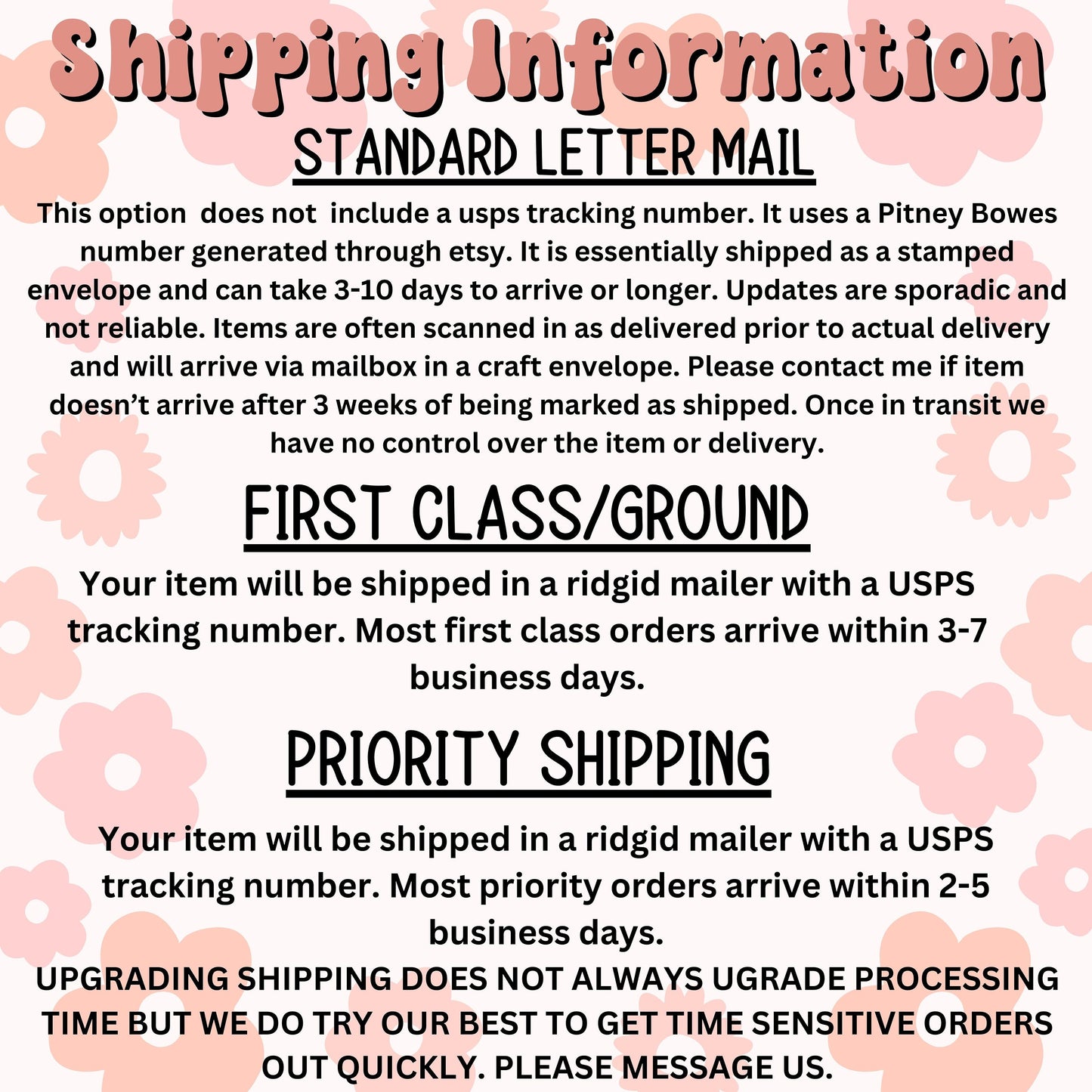 a poster with instructions for shipping information