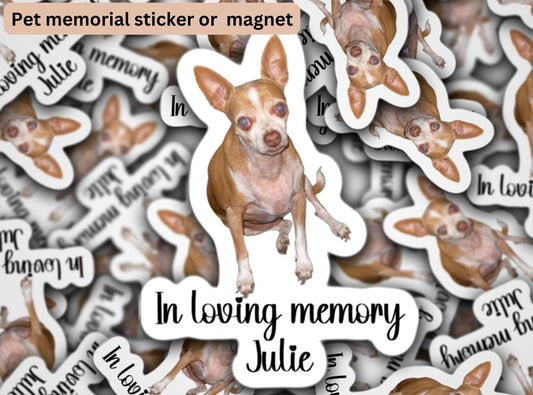 Pet memorial sticker, pet memorial gift, loss of pet, bereavement, pet photo, magnet, in loving memory, Dog sticker, Cat sticker, pet
