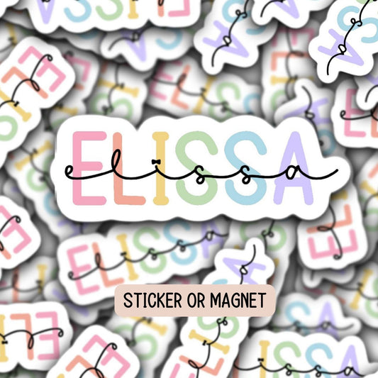 Custom name sticker Personalized Custom Name Stickers Name magnet Water bottle sticker best friend gift Tumbler cup stickers pastel letters