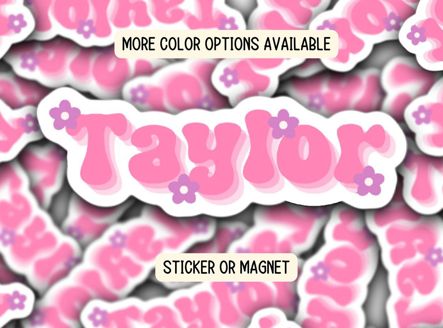 Water bottle name sticker Tumbler cup name sticker Retro font name Floral Name sticker Personalized name  Daisy name Kids name sticker gift