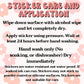 a poster with instructions to sticker care and application