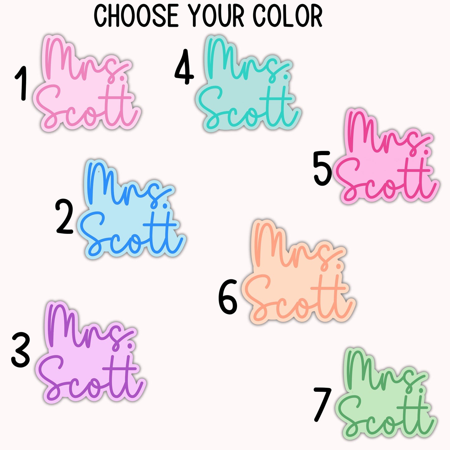 Custom teacher sticker gift teacher name sticker Personalized teacher sticker Last name sticker Mrs Miss Ms Magnet Retro font Magnet lap top