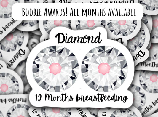 Breastfeeding award Milestone Nursing months Pump awards Sticker Eat local Milk maker Boobie awards Gem stones Diamond awards Lactation gift
