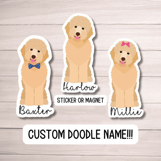 Golden Doodle Sticker Pet name sticker Doodle sticker Goldendoodle Sticker Custom pet sticker Dog food sticker Doodle mom dog gift magnet