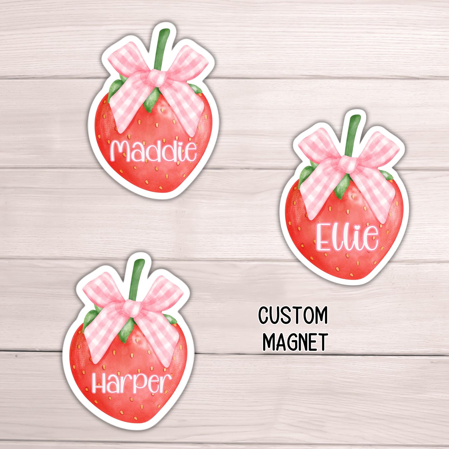 Coquette magnet strawberry custom name pink bow girlie personalized locker decor preppy coquette cute  accessories Coquette Ribbon Bow