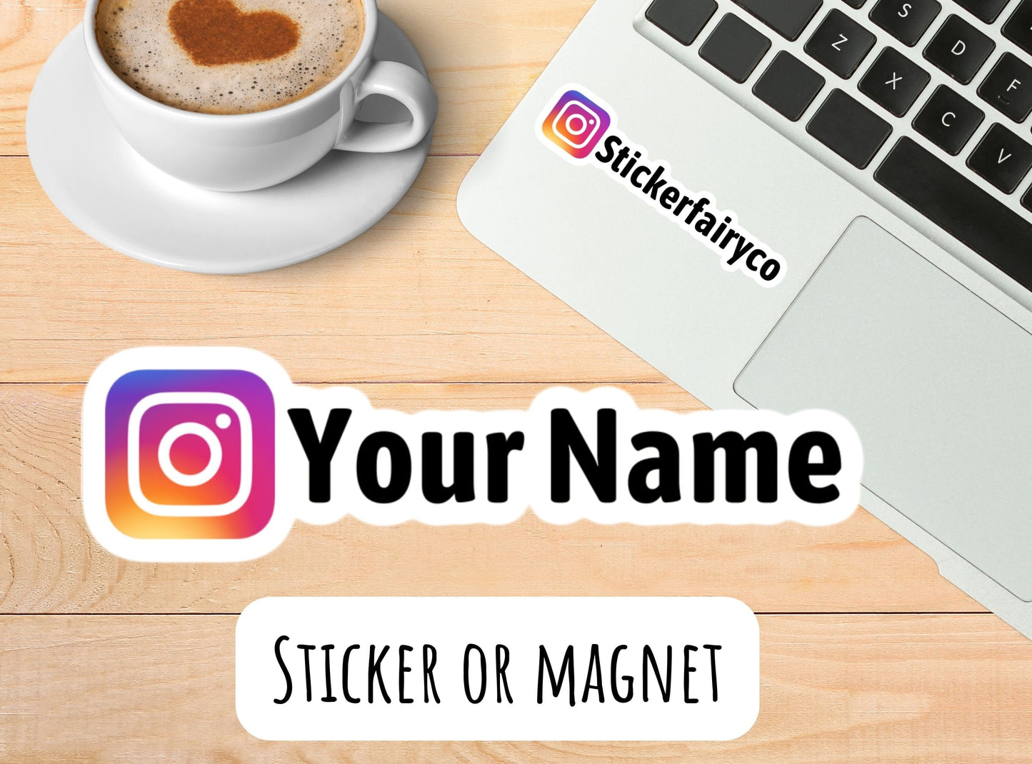 Custom name sticker, social media sticker, instagram sticker, user name sticker, personalized sticker, locker magnet, business sticker, logo