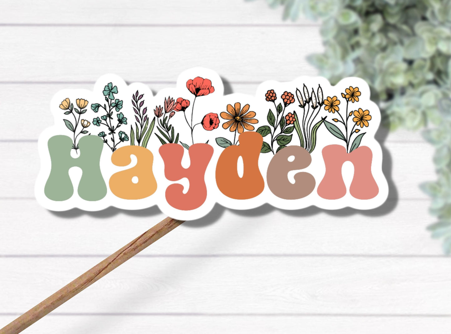Retro floral name sticker Personalized name stickers Custom Name Stickers Aesthetic stickers best friend gift kids name stickers Retro font