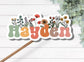 Retro floral name sticker Personalized name stickers Custom Name Stickers Aesthetic stickers best friend gift kids name stickers Retro font